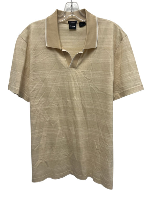 Boss Size XL Tan Synthetic Heathered Polo Men's Short Sleeve Tan / XL