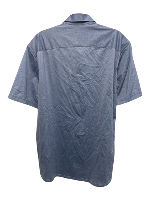 Eton Size L Blue Cotton Heathered Polo Men's Short Sleeve Blue / L