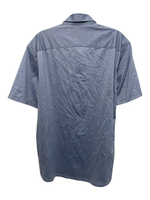 Eton Size L Blue Cotton Heathered Polo Men's Short Sleeve Blue / L
