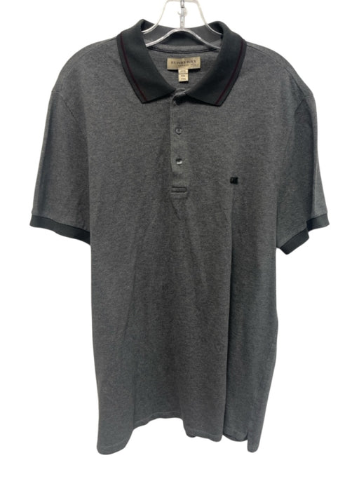 Burberry Size XXL Gray Cotton Solid Polo Men's Short Sleeve Gray / XXL