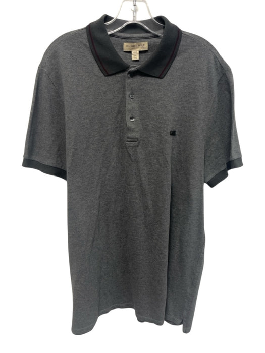 Burberry Size XXL Gray Cotton Solid Polo Men's Short Sleeve Gray / XXL