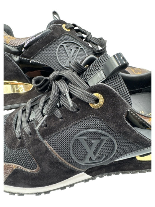 Louis Vuitton Shoe Size 40 Black & Brown Suede Leather Monogram Low Top Sneakers Black & Brown / 40
