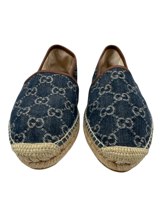 Gucci Shoe Size 41 Blue Denim Espadrille Monogram Flats Blue / 41