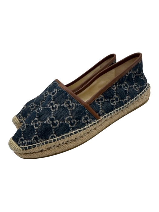Gucci Shoe Size 41 Blue Denim Espadrille Monogram Flats Blue / 41