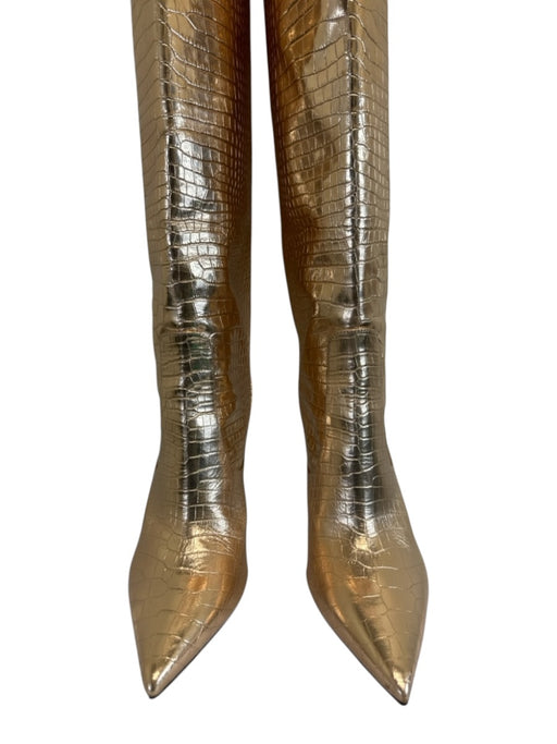 Jimmy Choo Shoe Size 42 Rosegold Leather Croc Embossed Knee High Heel Boots Rosegold / 42