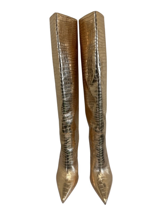 Jimmy Choo Shoe Size 42 Rosegold Leather Croc Embossed Knee High Heel Boots Rosegold / 42