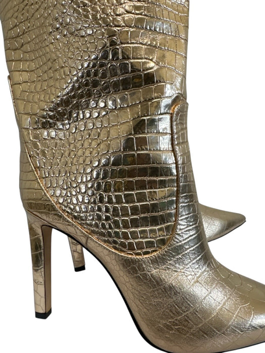 Jimmy Choo Shoe Size 42 Rosegold Leather Croc Embossed Knee High Heel Boots Rosegold / 42