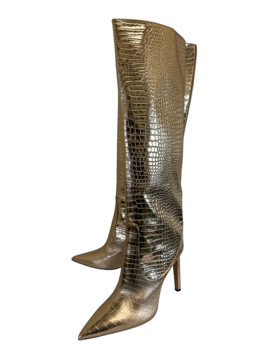 Jimmy Choo Shoe Size 42 Rosegold Leather Croc Embossed Knee High Heel Boots Rosegold / 42