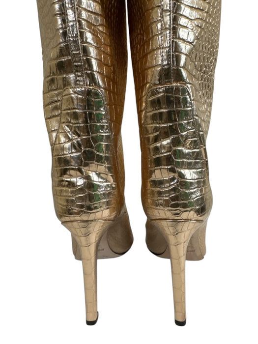 Jimmy Choo Shoe Size 42 Rosegold Leather Croc Embossed Knee High Heel Boots Rosegold / 42