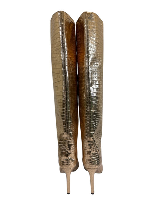 Jimmy Choo Shoe Size 42 Rosegold Leather Croc Embossed Knee High Heel Boots Rosegold / 42