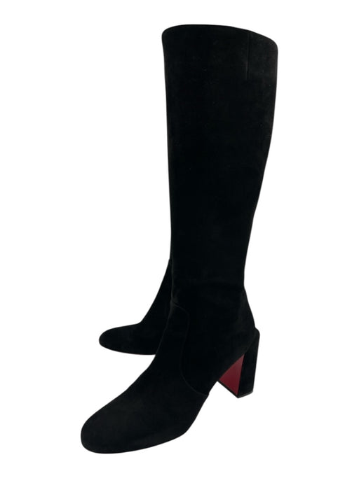 Christian Louboutin Shoe Size 42 Black Suede Knee High Block Heel Side Zip Boots Black / 42