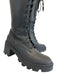 Moncler Shoe Size 41 Black Leather Lace Up Knee High Side Zip Combat Boots Black / 41