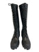 Moncler Shoe Size 41 Black Leather Lace Up Knee High Side Zip Combat Boots Black / 41