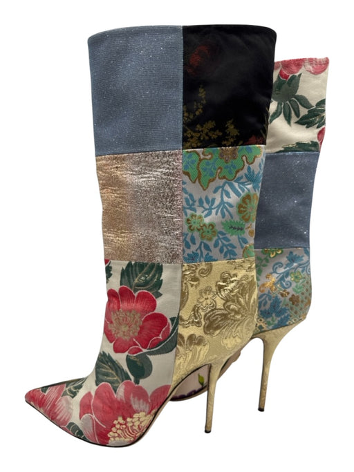 Dolce & Gabbana Shoe Size 42 Multicolor Fabric Floral Patchwork Stiletto Boots Multicolor / 42