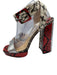 Jimmy Choo Shoe Size 41.5 Red & Gray Print Leather Glitter Python Sandals Red & Gray Print / 41.5