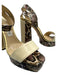 Jimmy Choo Shoe Size 41 Cream, Gold, Brown Leather Snake Print Platform Sandals Cream, Gold, Brown / 41