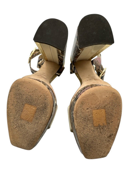Jimmy Choo Shoe Size 41 Cream, Gold, Brown Leather Snake Print Platform Sandals Cream, Gold, Brown / 41