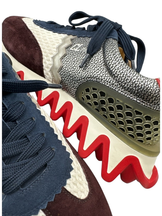 Christian Louboutin Shoe Size 42 White, Blue, Red Leather Low Top Sneakers White, Blue, Red / 42