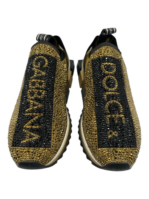 Dolce & Gabbana Shoe Size 41 Gold & Black Synthetic Rhinestone Logo Sneakers Gold & Black / 41