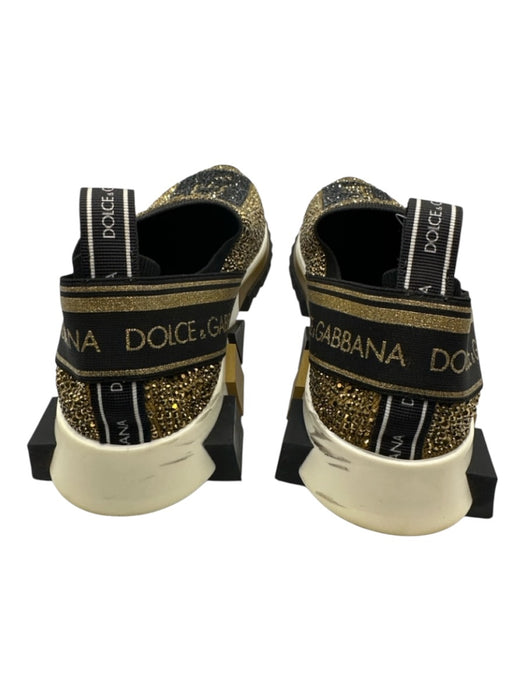 Dolce & Gabbana Shoe Size 41 Gold & Black Synthetic Rhinestone Logo Sneakers Gold & Black / 41