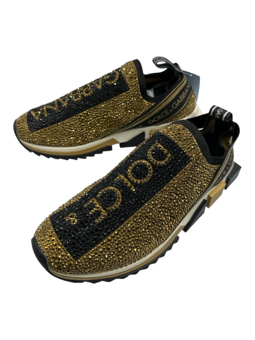 Dolce & Gabbana Shoe Size 41 Gold & Black Synthetic Rhinestone Logo Sneakers Gold & Black / 41