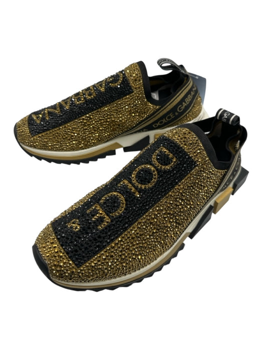 Dolce & Gabbana Shoe Size 41 Gold & Black Synthetic Rhinestone Logo Sneakers Gold & Black / 41