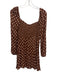 Reformation Size 6P Brown & White Viscose Blend Long Sleeve Polka Dot Dress Brown & White / 6P