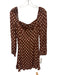 Reformation Size 6P Brown & White Viscose Blend Long Sleeve Polka Dot Dress Brown & White / 6P