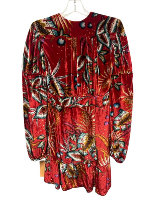 Farm Rio Size Small Red, Blue, Green Viscose Blend Long semi sheer sleeves Dress Red, Blue, Green / Small