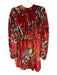 Farm Rio Size Small Red, Blue, Green Viscose Blend Long semi sheer sleeves Dress Red, Blue, Green / Small