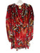 Farm Rio Size Small Red, Blue, Green Viscose Blend Long semi sheer sleeves Dress Red, Blue, Green / Small