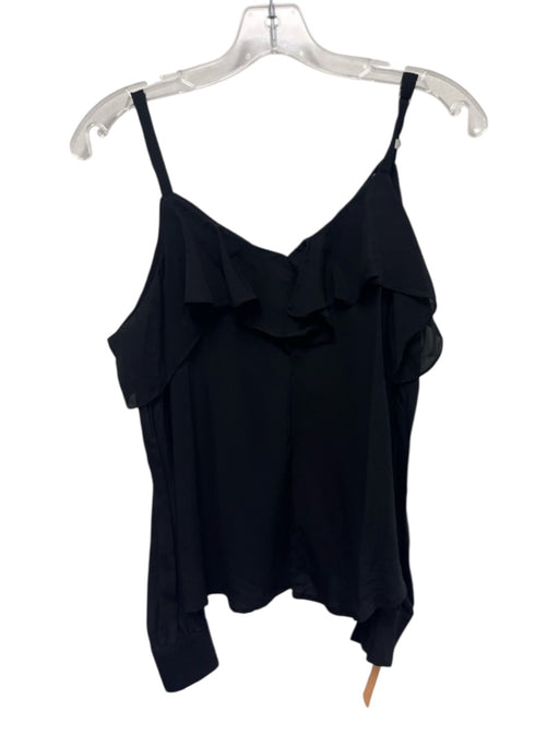 A.L.C. Size 2 Black Silk Long Sleeve Ruffles Cold Shoulder Sheer Top Black / 2