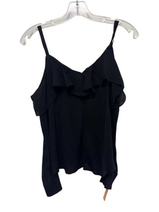 A.L.C. Size 2 Black Silk Long Sleeve Ruffles Cold Shoulder Sheer Top Black / 2