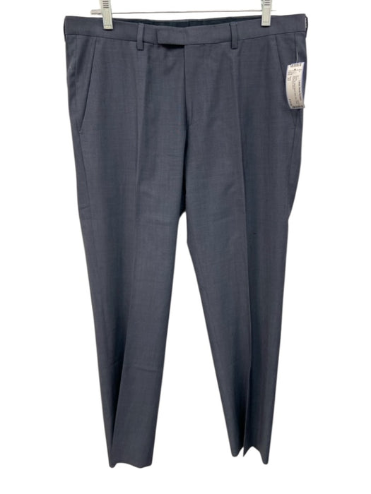 Boss Size 32 Blue Wool Blend Solid Slim Dress Men's Pants Blue / 32