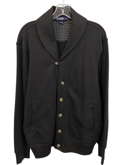 Cremieux Size M Black Cotton Blend Solid Shawl collar Men's Long Sleeve Shirt Black / M