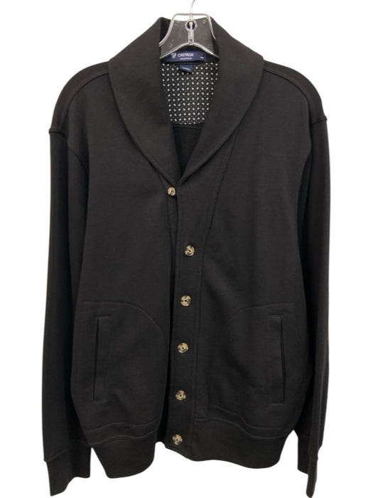 Cremieux Size M Black Cotton Blend Solid Shawl collar Men's Long Sleeve Shirt Black / M