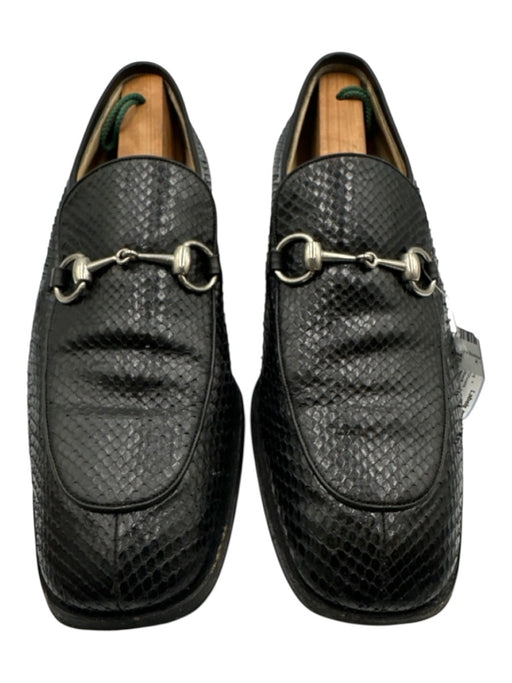 Gucci Shoe Size 43E Black Snakeskin Solid Dress Stacked Heel Men's Shoes Black / 43E