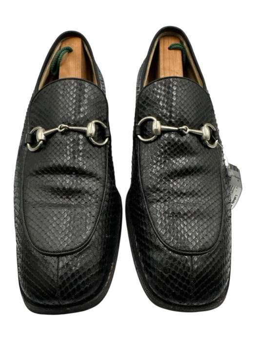 Gucci Shoe Size 43E Black Snakeskin Solid Dress Stacked Heel Men's Shoes Black / 43E