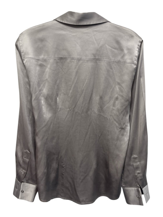 Antonio Melani Size S Silver Silk Blend Long Sleeve Button Down Top Silver / S