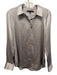 Antonio Melani Size S Silver Silk Blend Long Sleeve Button Down Top Silver / S