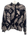 Anthropologie Size S Navy Blue & Pink Viscose Blend Knit Bishop sleeve Sweater Navy Blue & Pink / S