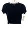 Beyond Yoga Size S Black Modal Blend Ribbed Short Sleeve Crop Top Black / S