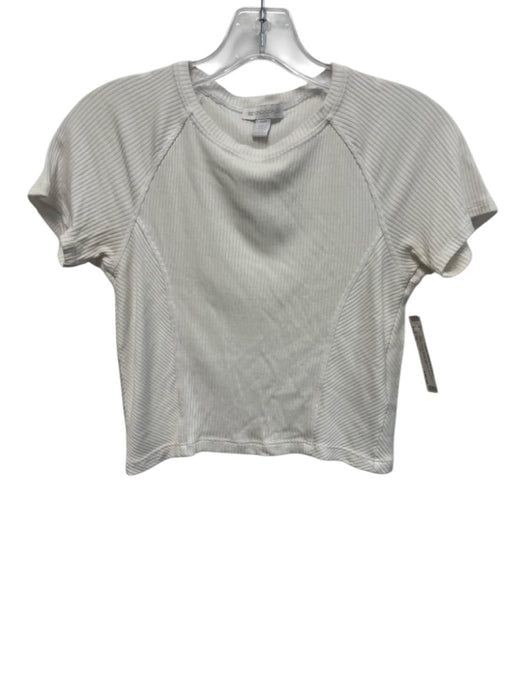 Beyond Yoga Size S White Modal Blend Ribbed Short Sleeve Crop Top White / S