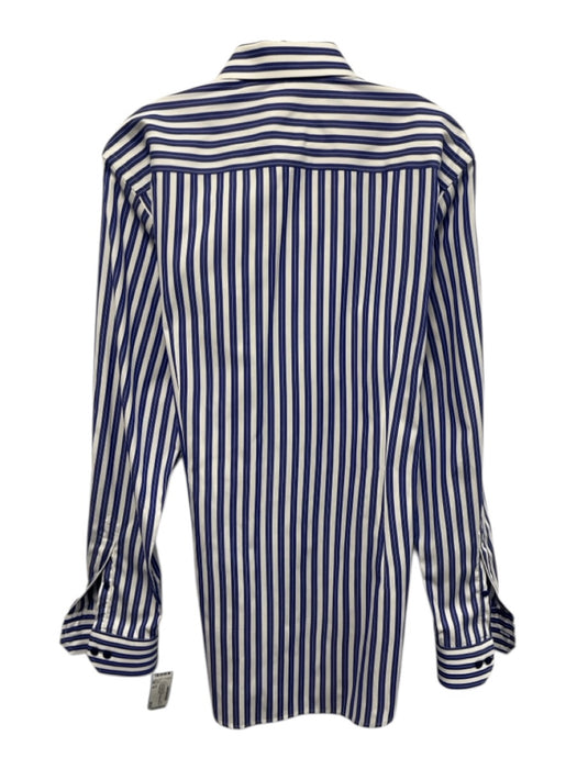 Eton Size 16 Blue & White Cotton Striped Button Up Men's Long Sleeve Shirt Blue & White / 16