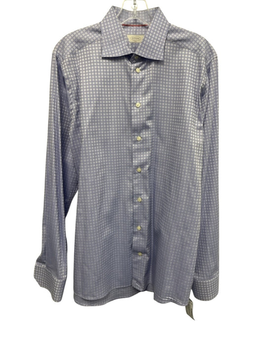 Eton Size 16 Blue Cotton Gradient Button Up Men's Long Sleeve Shirt Blue / 16