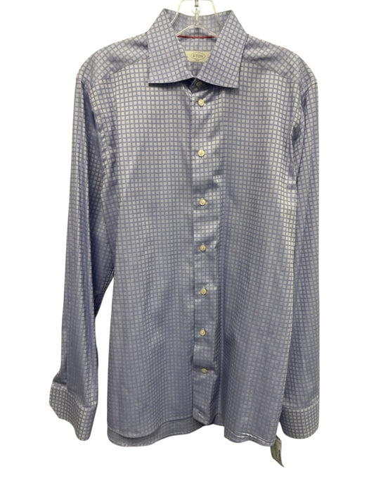 Eton Size 16 Blue Cotton Gradient Button Up Men's Long Sleeve Shirt Blue / 16