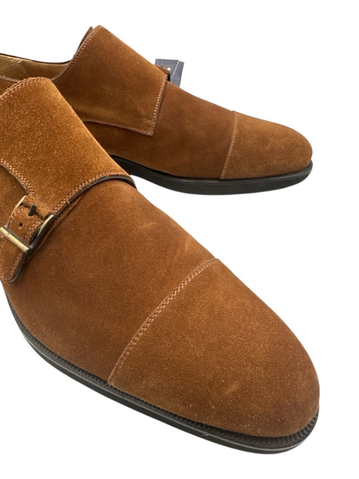 Magnanni Shoe Size 12 Brown Suede Solid Double Monk Strap Dress Men's Shoes Brown / 12