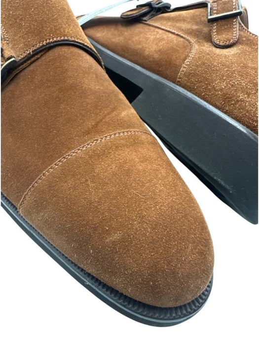 Magnanni Shoe Size 12 Brown Suede Solid Double Monk Strap Dress Men's Shoes Brown / 12
