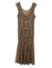 Adrianna Papell Size 14 Brown Polyester Embellished Zip Back Sleeveless Gown Brown / 14