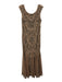 Adrianna Papell Size 14 Brown Polyester Embellished Zip Back Sleeveless Gown Brown / 14